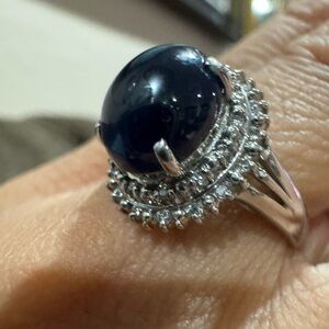 Stunning Natural 3Ct Sapphire Diamonds Ring Platinum Size 5.75 - 6.1 Grams